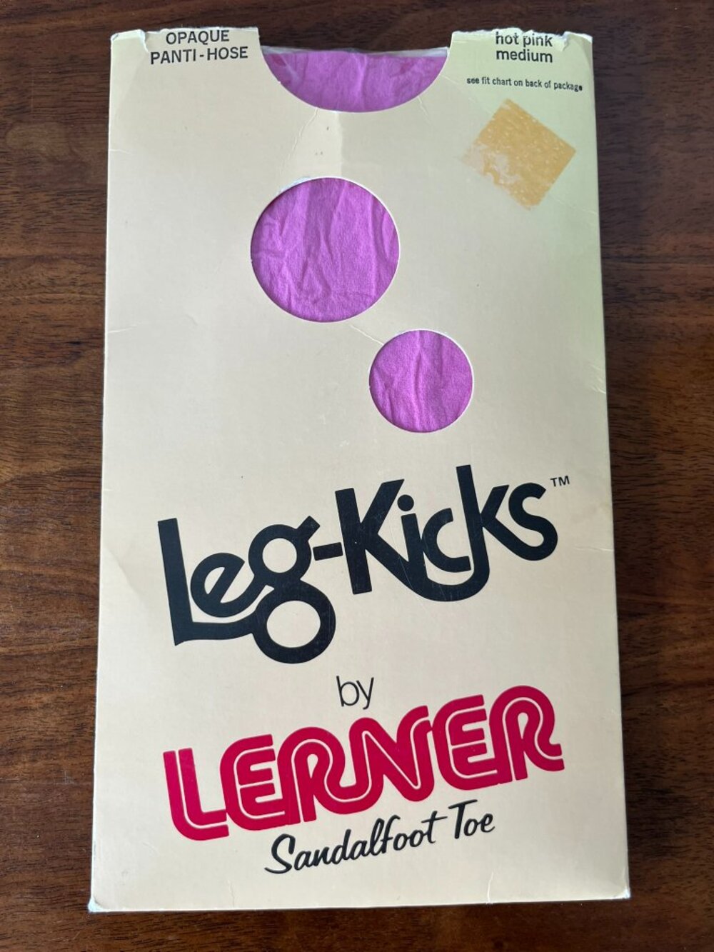 Vintage Leg-Kicks by Lerner Pink Pantyhose Opaque Sandalfoot Toe Size Medium NOS